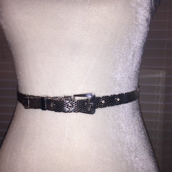 Vintage Whiting & Davis Silver Chrome Shiny Mesh Metal Slinky Belt Womens 24-28" - Picture 1 of 10